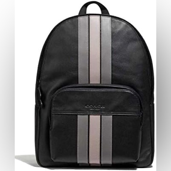 coach Houston Backpack Daypack Laptop Bag with Varsity Stripe in Smooth Leather - Picture 2 of 2